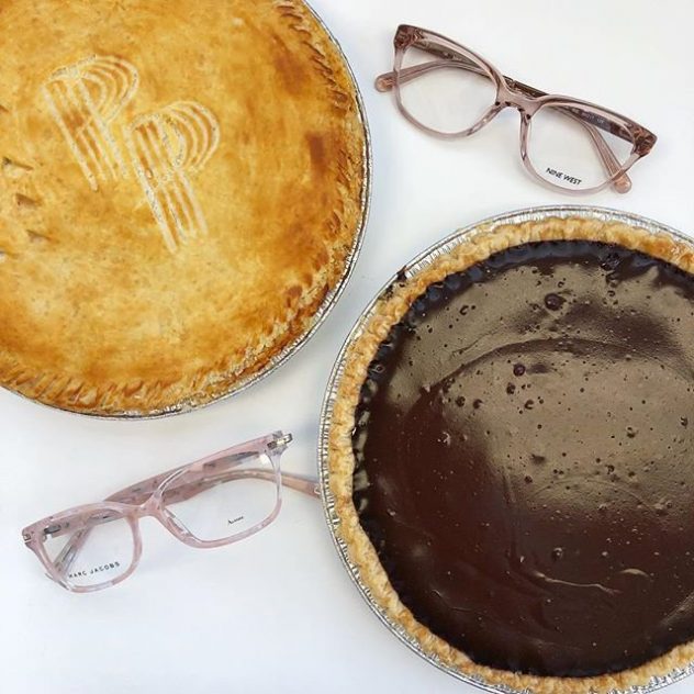 Marc Jacobs and Nine West eyeglasses and a chocolate pie