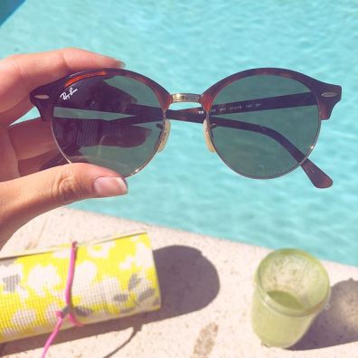 Rayban Sunglasses and eyeglasses by the pool
