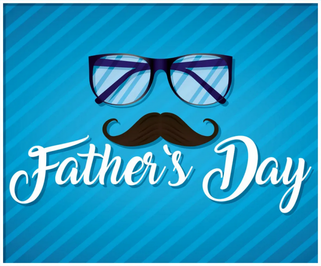 Happy Fathers Day with eyeglasses and a mustache.